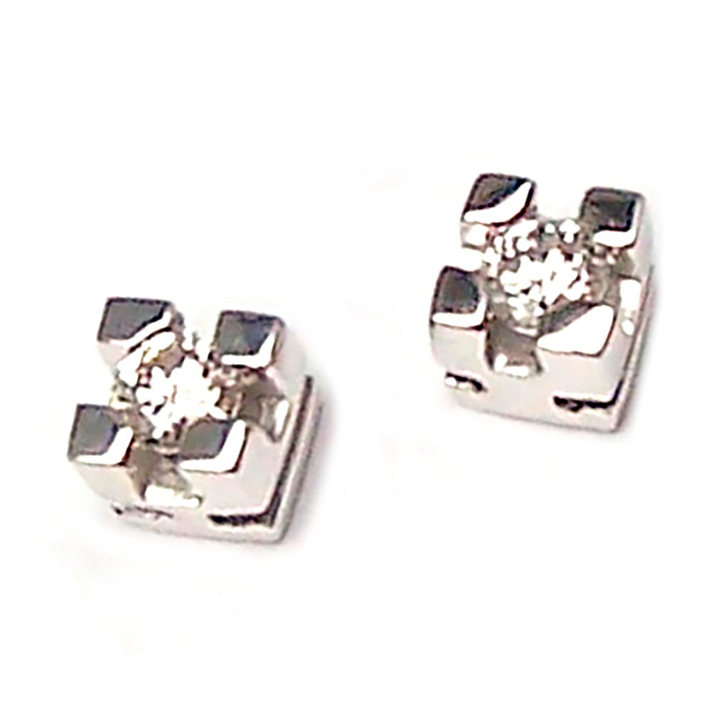 Orecchini Donna Punto Luce In Oro Bianco E Zirconi