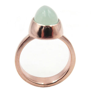 Anello solitario in argento rosa e calcedonio verde