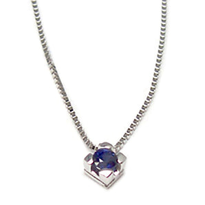 Collana Punto Luce in oro bianco 18 kt. con Zaffiro Blu