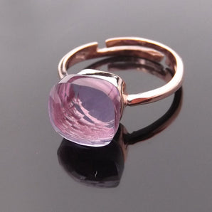 Anello solitario in argento 925 rosa con Tanzanite