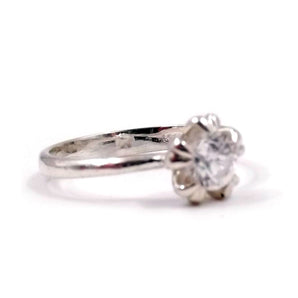 Anello solitario in argento donna con zircone taglio brillante
