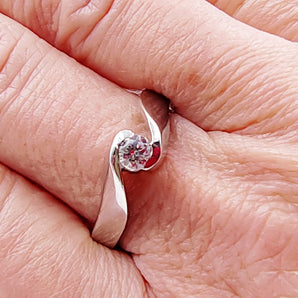 Anello solitario in argento 925 da donna per fidanzamento