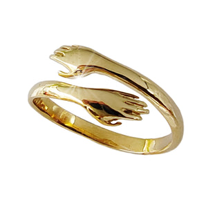 Anello Abbraccio Unisex in Oro Giallo 9kt, Design Elegante, Gioiello per Uomo e Donna