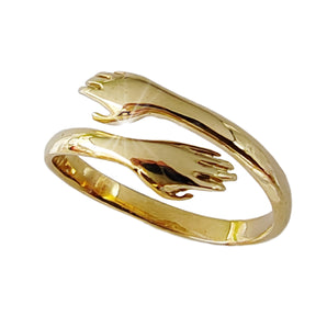 Anello Abbraccio Unisex in Oro Giallo 9kt, Design Elegante, Gioiello per Uomo e Donna