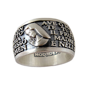 Anello Preghiera Ave Maria in Argento 925, Gioiello Religioso, Regalo Spirituale