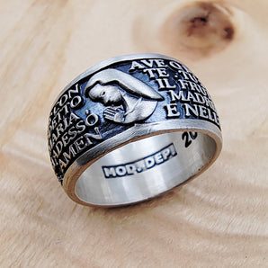 Anello Preghiera Ave Maria in Argento 925, Gioiello Religioso, Regalo Spirituale