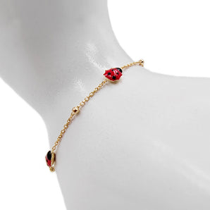 Bracciale bambina bambino con Coccinella in oro giallo 14 kt regalo Battesimo, Nascita