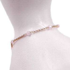 Bracciale con perline rosa catena in argento 925 dorato braccialetto regolabile
