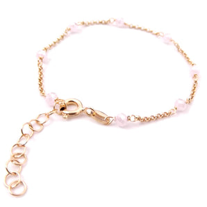 Bracciale con perline rosa catena in argento 925 dorato braccialetto regolabile