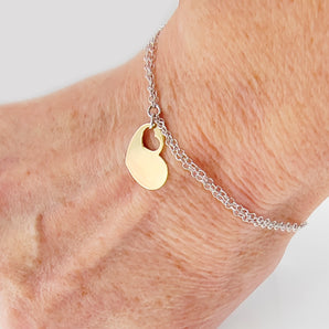 Bracciale Cuore Giallo con catena doppia in argento 925