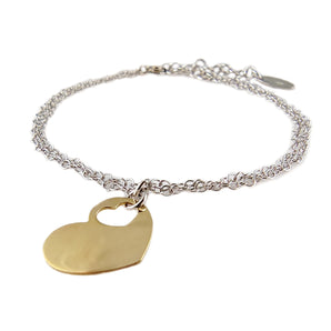 Bracciale Cuore Giallo con catena doppia in argento 925