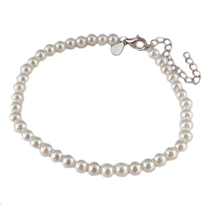 Bracciale con Perle in Perlizzato Bianco Braccialetto Uomo Donna in Argento 925