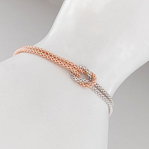 Bracciale Donna in Argento 925 Bicolore con Intreccio Centrale – Eleganza senza Tempo