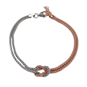 Bracciale Donna in Argento 925 Bicolore con Intreccio Centrale – Eleganza senza Tempo