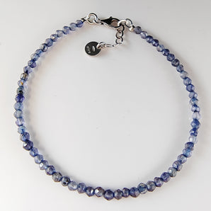 Bracciale in Argento 925 Braccialetto Pietre Dure Palline Iolite Blu