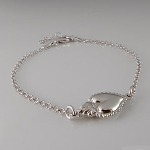 Tomyeer Bracciale Rigido Donna In Argento 925 - Motivo Foglia O Piuma - Regolabile