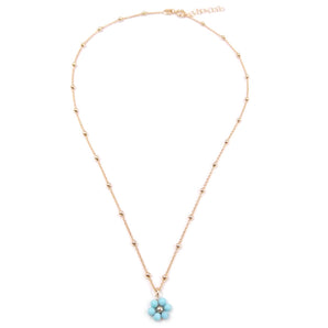 Collana da donna in argento 925 con FIORE Turchese