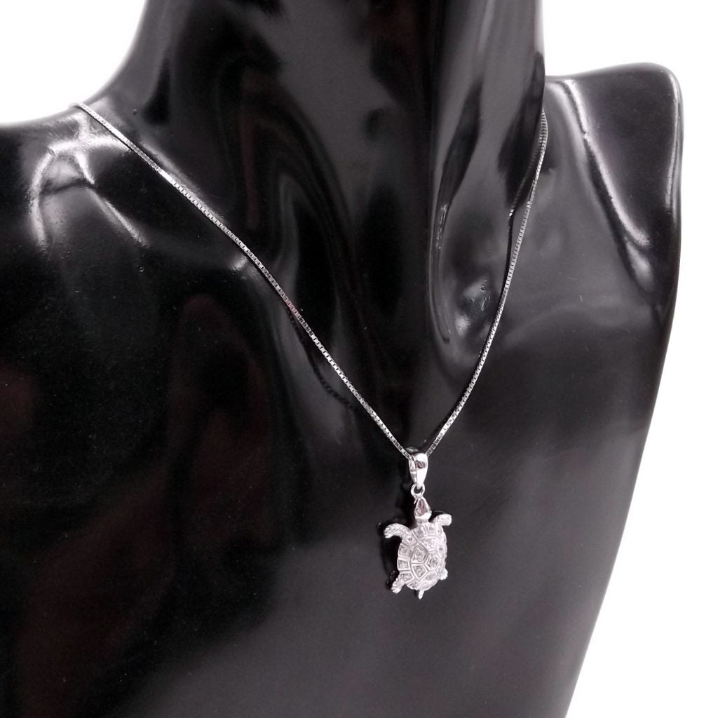 Collana Choker Con Ciondolo Tartaruga E Cristallo Blu - Gioiello Argento Carino Per Donne E Ragazze, Regalo Animal Lover