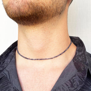 Collana Uomo Girocollo in Argento 925 con Palline Iolite Blu