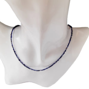 Collana Girocollo in Argento 925 con Palline Iolite Blu