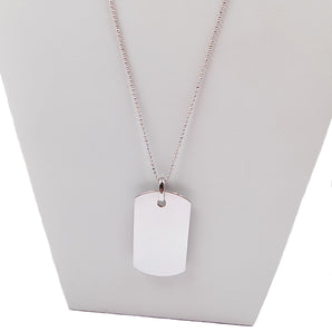 Collana Uomo Donna in Argento 925 con Ciondolo Piastrina Militare e Catena a Palline Diamantate