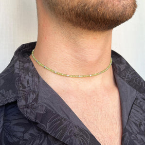 Collana Girocollo in Argento 925 con Palline Peridoto