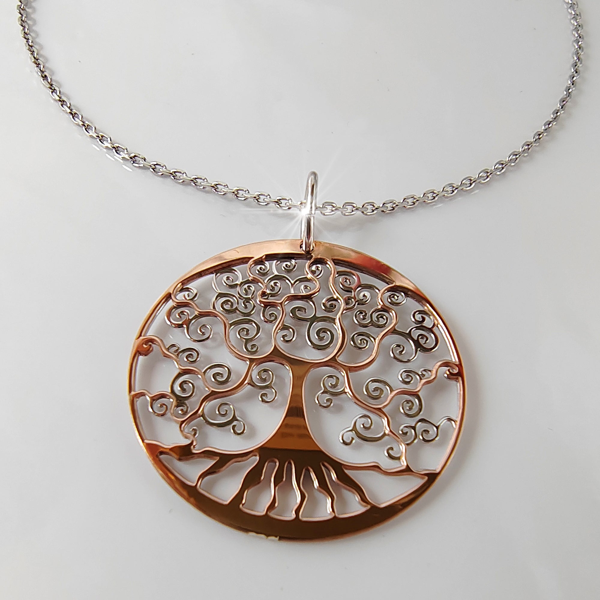 FJ Collana Con Ciondolo Albero Della Vita In Argento Sterling 925 E Zirconi AAA, Catena Regolabile 45+3 Cm, Gioiello Portafortuna Per Donna, Regalo In Confezione Elegante