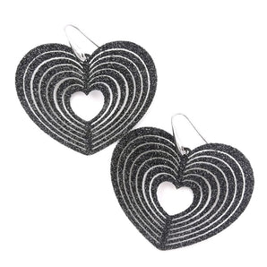 Orecchini a cuore con strass pendenti in argento 925‰