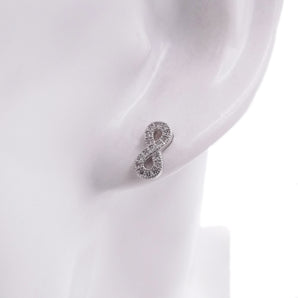 Infinity orecchini in argento 925 a lobo con zirconi