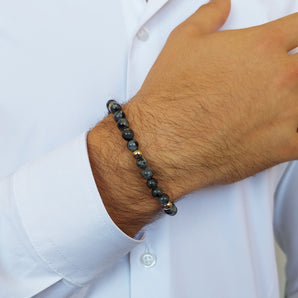 Bracciale da Uomo in Acciaio Inox e Labradorite Grigia