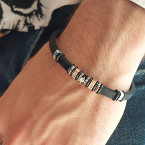 Bracciale Rosa dei Venti in Acciaio Inox e Caucciù