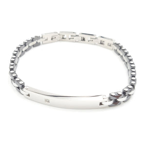Bracciale Targa con Zircone in Acciaio e Ceramica Nera