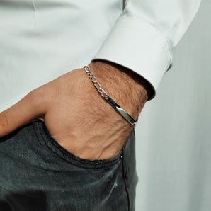 Bracciale Uomo Targa in Argento 925 con Catena Maglia Grumetta