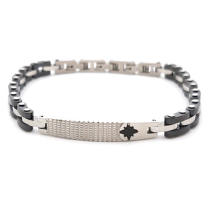 Bracciale Targa in Acciaio Inox con Rosa dei Venti