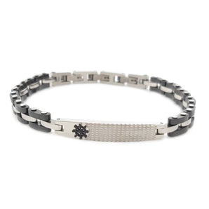 Bracciale Targa in Acciaio Inox con Timone