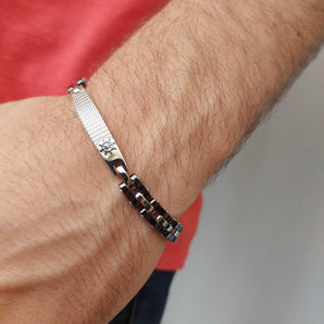 Bracciale Targa in Acciaio Inox con Timone