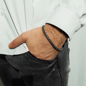 Bracciale da Uomo con Catena a Maglie in Argento 925 Brunito