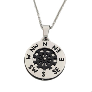 Collana da uomo in acciaio inox e ceramica con timone catena catenina lunga