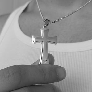 Collana con croce in acciaio inox da uomo catena crocifisso rapper catenina