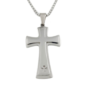Collana con croce in acciaio inox da uomo catena crocifisso rapper catenina