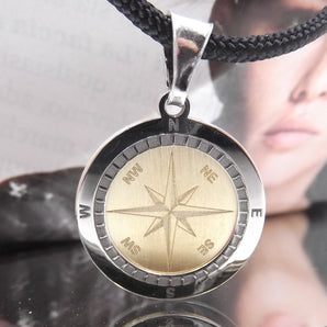 Collana da uomo donna in argento 925 ROSA DEI VENTI girocollo cordino