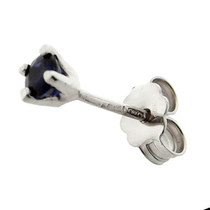 Orecchino singolo in oro bianco 18 kt. con Zaffiro Blu